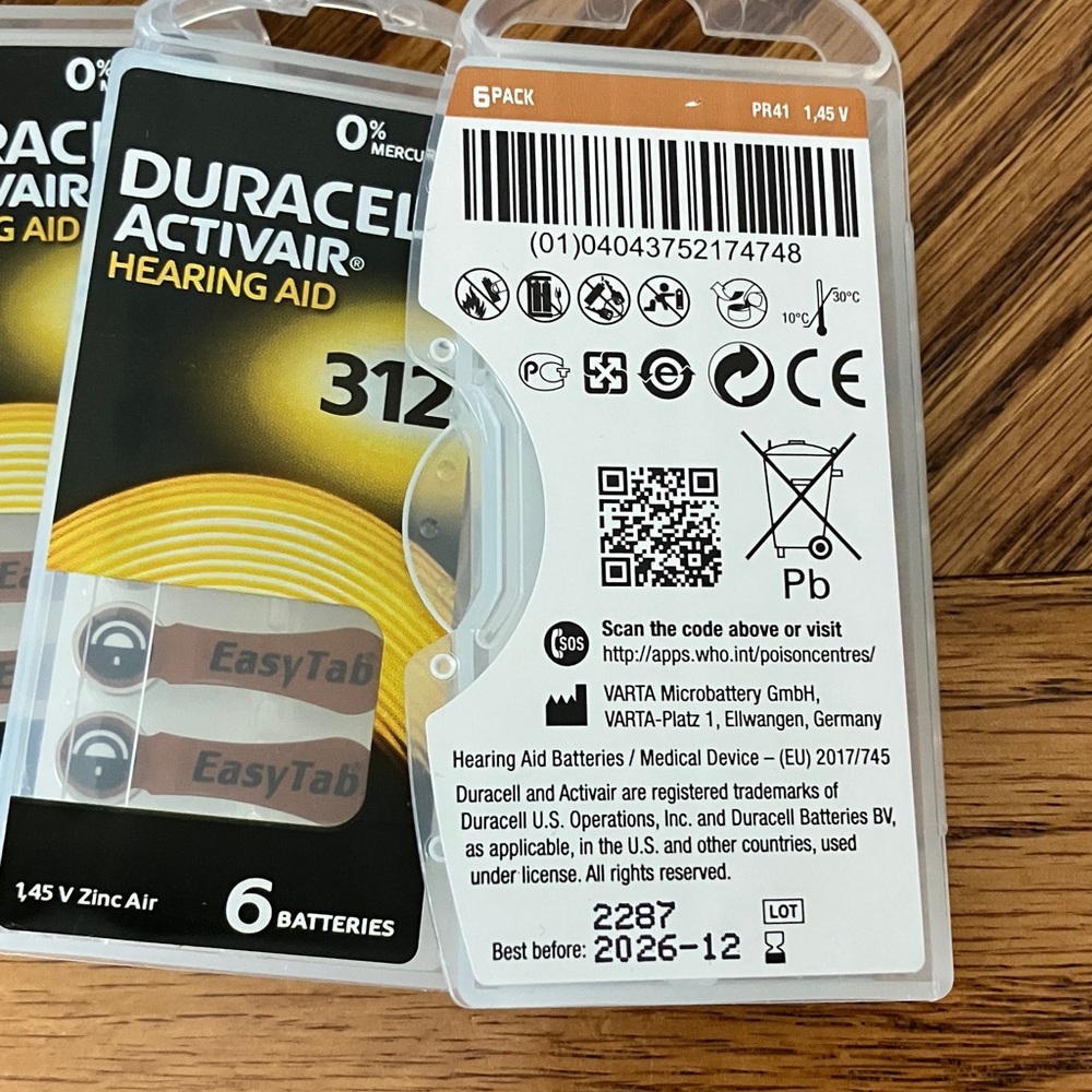 Duracell Activair Hearing Aid Batteries 312 - Picture 2 of 4